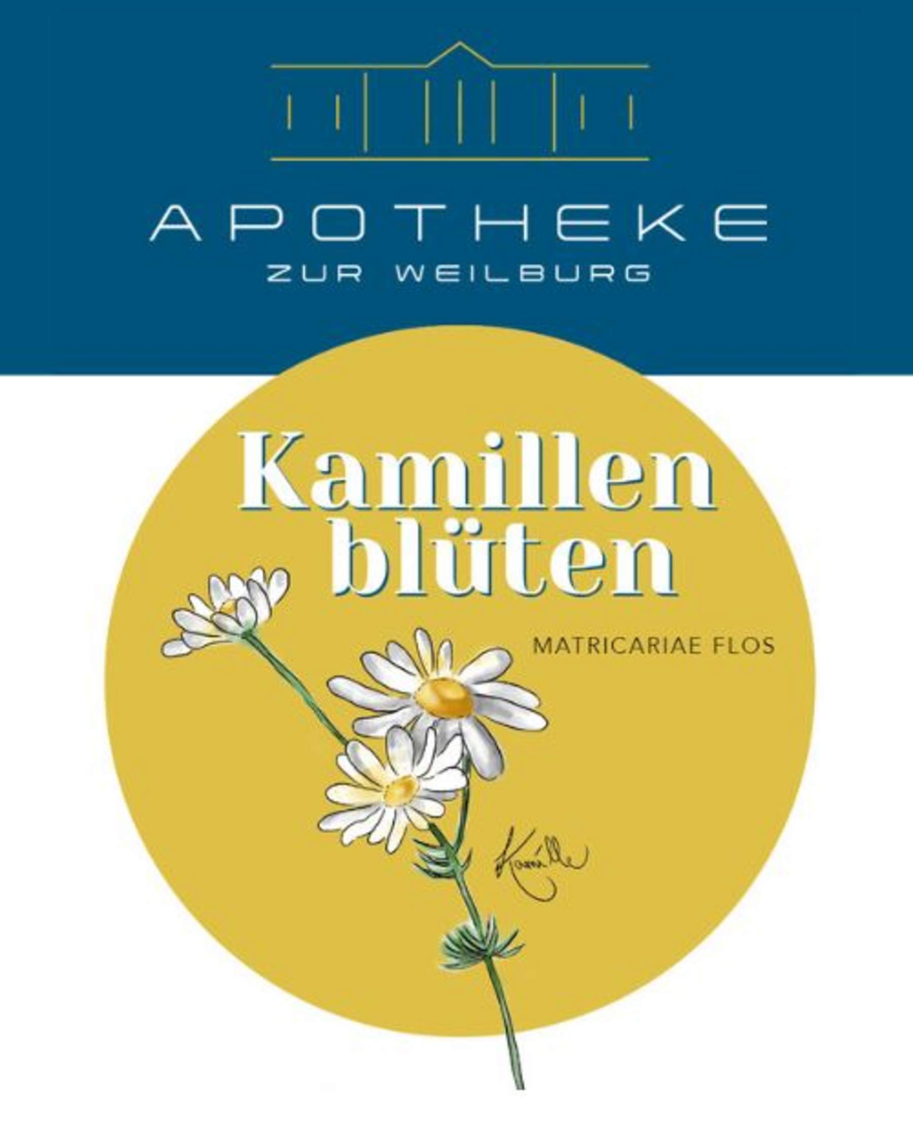 Verpackungs-Design der Kamillenblüten-Tee-Eigenmarke der Apotheke zur Weilburg