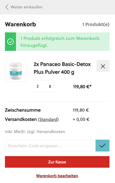 Onlineshop für Panaceo Onlineshop für Panaceo